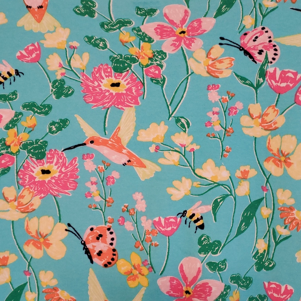 Kim Rogers Cotton Turquoise Hummingbird Top, Size Large - Picture 4 of 5